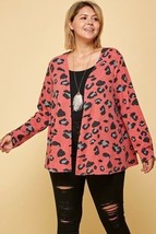 Women&#39;s Red Plus Size Animal Print Button Up Cardigan (2XL) - $38.12