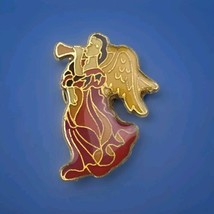 Angel Pin Christian Blowing Horn Hark The Herald Angels Pin Vintage - $12.95