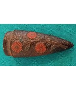 Wallpocket c.1940 Black Orange flowers Asian - $23.00