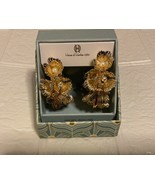 House of Harlow 3Dflowers hoop earrings gold tone 2.2” lead safe Nickel ... - $68.31 CAD