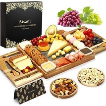Cheese Board Set &amp; Knife Set,Wood Charcuterie Boards,Cheese Tray with Cu... - £55.26 GBP
