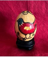 Vintage Russian Folk Art Hand Carved Lacquer Wood Egg w Stand - $299.31 MXN