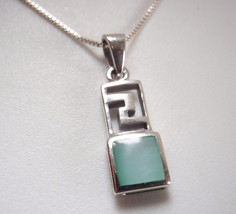 Very Small Green Mother of Pearl 925 Sterling Silver Square &amp; Rectangle ... - £9.23 GBP