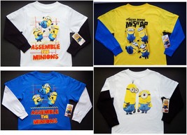Despicable Me Minions Long Sleeve Cotton Tees Shirts Nwt Boys Size 4 Or 5-6 - £10.50 GBP