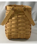 Longaberger Tiny Tote Basket and Protector Set Square Handles Woven USA ... - $22.76