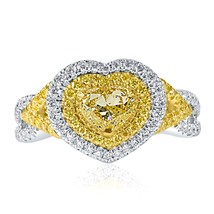 GIA 1.48 TCW Natural Fancy Intense Yellow Heart Diamond Ring 18k Gold - £4,765.63 GBP