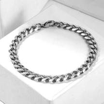 Cool 316L IP Stainless Steel Cuban Link Chain Bracelet (5mm, 9mm) Silver, Black - £8.01 GBP+