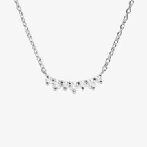 0.18Ct Round Cut Simulated Diamond Curved Pendant Necklace 14K White Gold Finish - £51.19 GBP