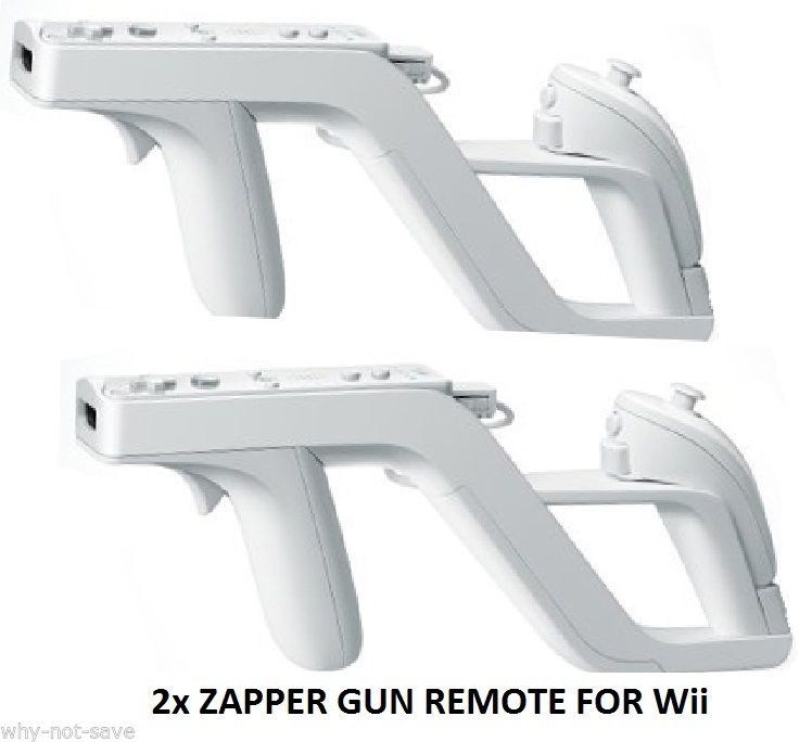 2 x Zapper Gun for Nintendo Wii Game Remote Wiimote shooter White Controller New - $20.99