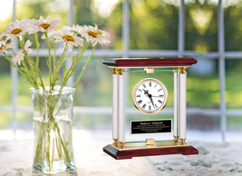 Desk Clock Diamond Pillar Anniversary Gift Congratulation Engrave Present Love - £139.87 GBP