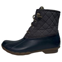 Sperry Saltwater Duck Boots Womens Gray Navy Quilted Rubber Outdoor STS9... - $34.64