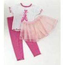 Girls Pajamas Carters 2 Pc Ballerina Short Sleeve Shirt Pants Tutu Pink White-2T - £13.53 GBP