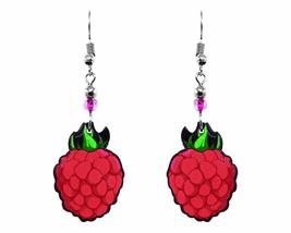 Raspberry Fruit Graphic Dangle Earrings - Womens Fashion Handmade Jewelr... - $17.81