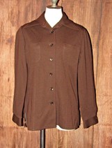 Vintage Jantzen Women&#39;s Button-Up Shirt Heavy Collared Brown Long Sleeve... - £12.61 GBP