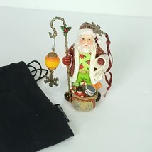 Harvey Lewis Santa Green Red Asia Christmas Ornament in Black Velveteen Bag New - £20.23 GBP