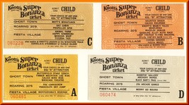 4 Vintage Knott&#39;s Berry Farm Tickets, Buena Park, CaliforniaCA, Circa 19... - £3.92 GBP