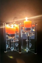 Crystal Clear Window Table Mirror Accent Tealights Holder Chrismas Decoration - £16.84 GBP