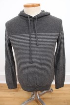 Vince Men&#39;s M Gray Stripe 100% Cashmere Pullover Hooded Sweater - $32.30