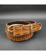 Vintage Mare Di Mari? Italian Crocodile Brown Leather Belt Gold Trim 34&quot;... - $101.53 CAD