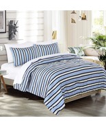Emme 7-Piece Bed-In-A-Bag Comforter Set, Blue Stripe Brushed, Blue Stripe). - $89.09 CAD