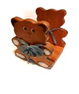 Napkin Holder Old Handcrafted Large 7&quot; Tall Wood Bear Vintage Cute And U... - $218.24 MXN