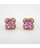 18k Rose Gold Natural Pink Sapphire Diamond Earrings - $1,200.00+