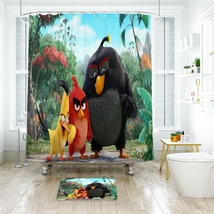 Angry Bird 1 Shower Curtain Bath Mat Bathroom Waterproof Decorative - £18.53 GBP+