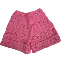 Vintage 60s 70s Bright Barbie Pink Crochet Short Shorts Hot Pants Sz XS/S - $52.95