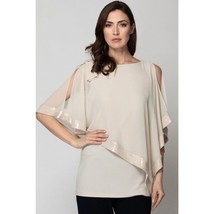 NWT Womens Size 8 Joseph Ribkoff Taupe Sequin Accent Asymmetric Tunic Blouse Top - £69.88 GBP