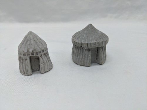 Lot Of (2) Ceramic Minature RPG Wargaming Tribal Hut Acessory Terrain Sc... - $10.69
