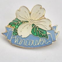 Vancouver BC Flower Gold Tone Enamel Pin Brooch Canada - £7.95 GBP