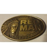 Vintage 1988 Red Man Brass Belt Buckle American Indian Oval - $188.68 MXN