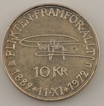 1972 Sweden 10 Kroner In Fase Di Conio (UNC) Argento Non Circolata Dettagli - $53.98