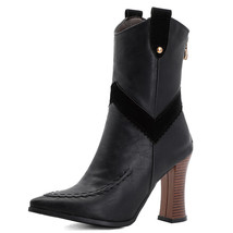 Women High Heel Mid Calf Western Boots Woman Pointed Toe Heels Shoes Good Qualit - £76.54 GBP