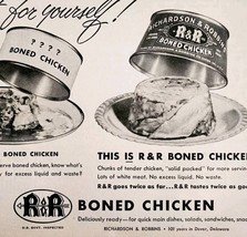 1956 Richardson &amp; Robbins Boned Chicken Advertisement Canned Foods DWPP23 - $19.99