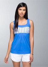 NWT Womens Lululemon New 12 Blue White Top Elevate Tank Yoga Pilates Run... - $77.22