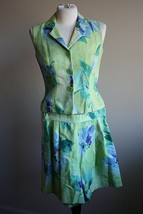 Vtg Deborah Laws 4 Button Front Matching Tank Top Shorts Set Green Blue - $22.80