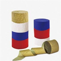 Colorful Celebration Streamers: 8 Rolls of Red Blue White Gold Crepe Paper - Per - $27.71