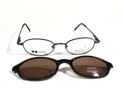 Guess GU 1020&amp;CL BLK Eyeglasses Frames Grey Blue Round Full Rim w Clip On Lenses - £44.91 GBP