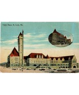 St. Louis, MO Missouri, Union Depot R.R. Railroad Station Vintage Postcard - £3.05 GBP