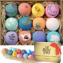 Lifearound2Angels Bath Bombs Gift Set 12 USA Made Fizzies, Shea &amp; Coco Butter Dr - £31.92 GBP