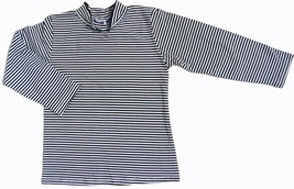 Vintage Flap Happy Shirt Girls 6x Black White Top Striped Long Sleeve Mock Neck - £9.74 GBP