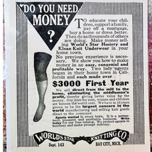 1914 Stocking Leg - Do You Need Money? - Worlds Star - Original Vtg PRINT AD  - $14.84