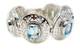 fair Blue Topaz 925 Sterling Silver Blue Bracelet genuine indian US gift - £188.33 GBP