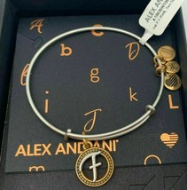 New Alex And Ani Initial F Two Tone Charm Bangle Bracelet Nwt &amp; Card - £13.27 GBP