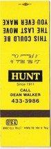 Matchbook Cover Hunt Real Estate Dean Walker  - £3.09 GBP