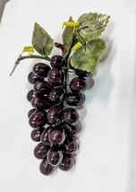 Chinese Jade &amp; Stone Purple Grape Cluster Five Leaves Hand Carved Polished Gift - £39.59 GBP