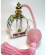 Hand-Made Lead Crystal Perfume Bottle With Bulb &amp; Tassel Spray Mounting. - $99.00