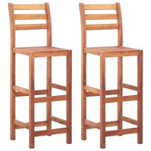 vidaXL Bar Chair Set of 2 Natural wood Solid Acacia wood Standard - $210.70 CAD