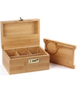 Bamboo Box For Locking Storage In The Home, Large, With Combination Lock. - £35.34 GBP